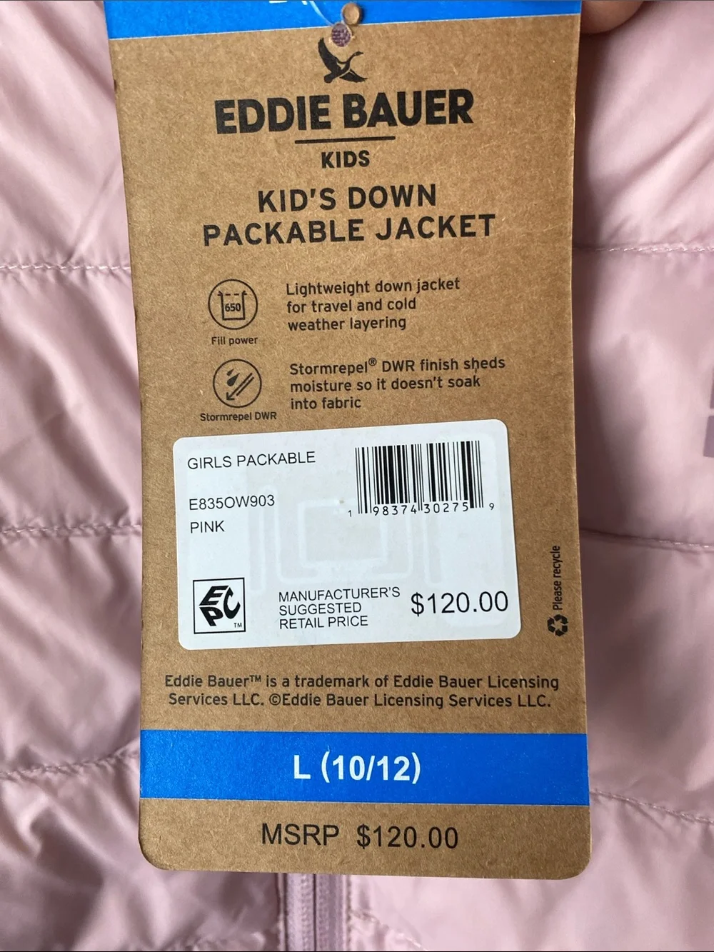 Eddie Bauer Girls Packable Jacket Kid's down